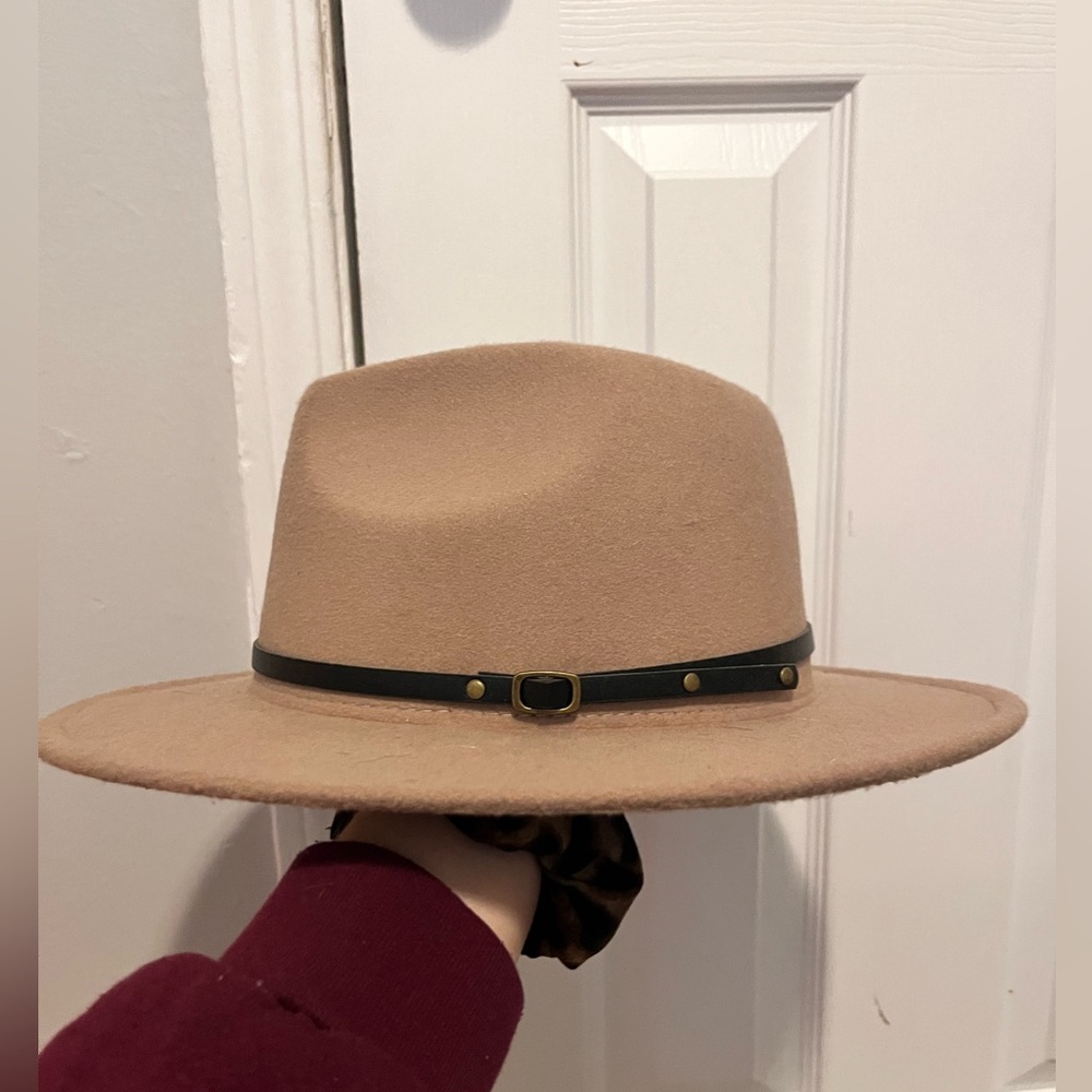 Tan Fedora Hat with Black Band
